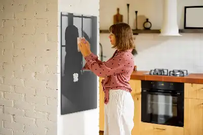 Decoratief glazen wandbord beschrijfbaar en magnetisch in het grijs