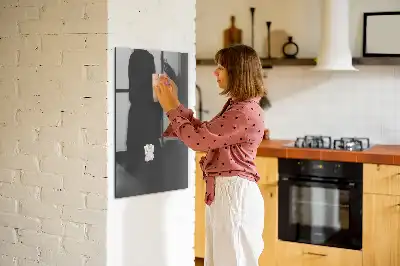 Decoratief glazen wandbord beschrijfbaar en magnetisch in het grijs