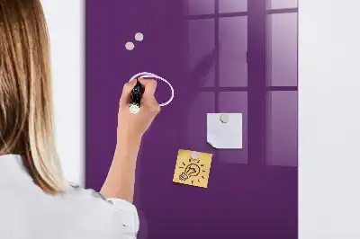 Magnetisch en uitwisbaar glazen wandbord in de kleur paars