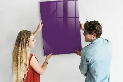 Magnetisch en uitwisbaar glazen wandbord in de kleur paars