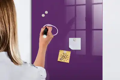 Magnetisch en uitwisbaar glazen wandbord in de kleur paars