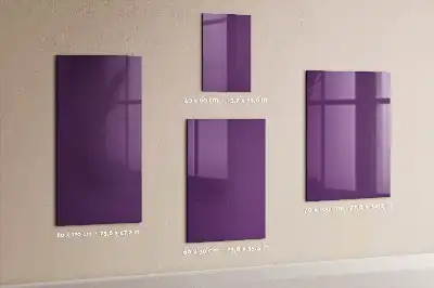 Magnetisch en uitwisbaar glazen wandbord in de kleur paars