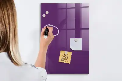 Magnetisch en uitwisbaar glazen wandbord in de kleur paars