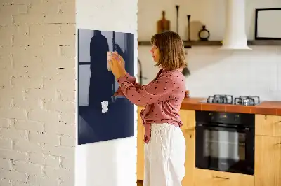 Decoratief glazen wandbord beschrijfbaar en magnetisch donker marineblauw