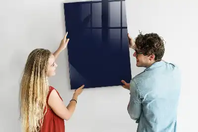 Decoratief glazen wandbord beschrijfbaar en magnetisch donker marineblauw