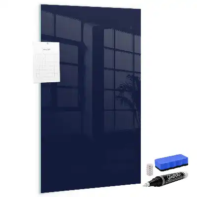 Decoratief glazen wandbord beschrijfbaar en magnetisch donker marineblauw