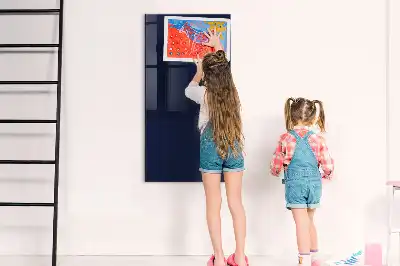 Decoratief glazen wandbord beschrijfbaar en magnetisch donker marineblauw