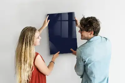 Decoratief glazen wandbord beschrijfbaar en magnetisch donker marineblauw