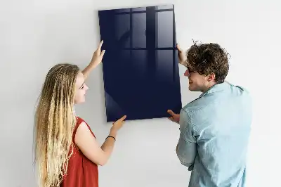 Decoratief glazen wandbord beschrijfbaar en magnetisch donker marineblauw