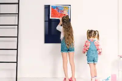 Decoratief glazen wandbord beschrijfbaar en magnetisch donker marineblauw