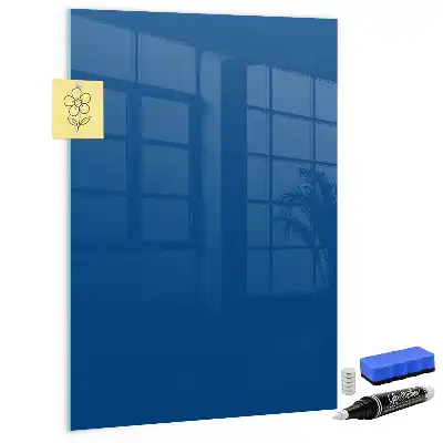 Decoratief glazen beschrijfbaar en magnetisch wandbord in het blauw
