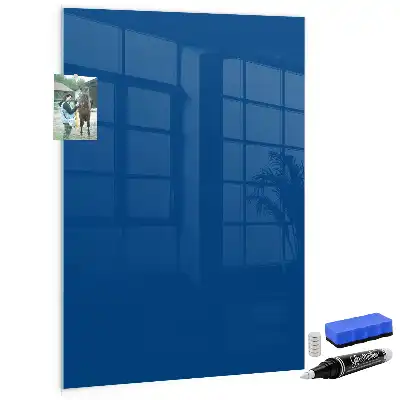 Decoratief glazen beschrijfbaar en magnetisch wandbord in het blauw