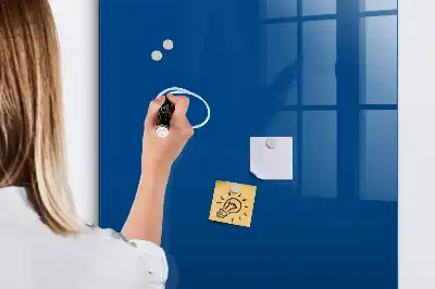 Decoratief glazen beschrijfbaar en magnetisch wandbord in het blauw