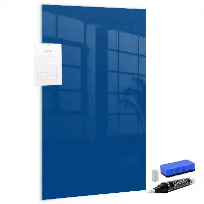 Decoratief glazen beschrijfbaar en magnetisch wandbord in het blauw