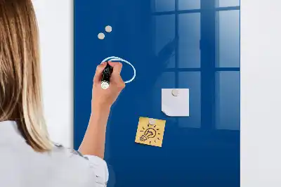 Decoratief glazen beschrijfbaar en magnetisch wandbord in het blauw