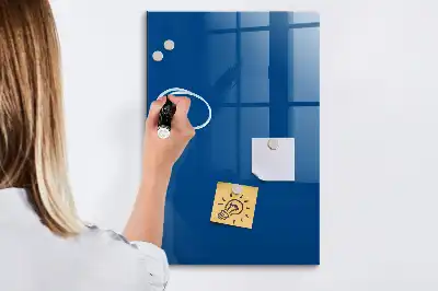 Decoratief glazen beschrijfbaar en magnetisch wandbord in het blauw