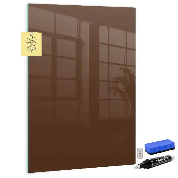 Magnetisch en uitwisbaar glazen wandbord bruin
