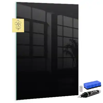 Decoratief glazen wandbord beschrijfbaar en magnetisch in het zwart