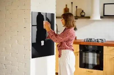 Decoratief glazen wandbord beschrijfbaar en magnetisch in het zwart