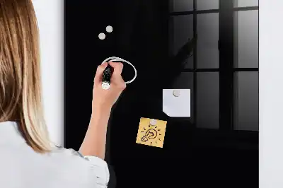 Decoratief glazen wandbord beschrijfbaar en magnetisch in het zwart