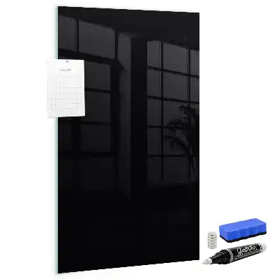 Decoratief glazen wandbord beschrijfbaar en magnetisch in het zwart