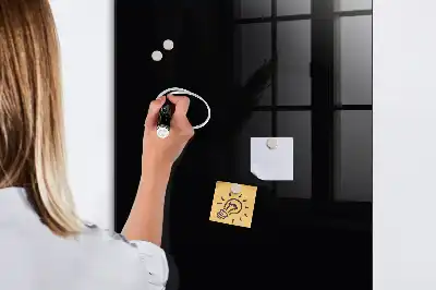 Decoratief glazen wandbord beschrijfbaar en magnetisch in het zwart
