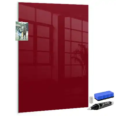 Magnetisch en uitwisbaar glazen wandbord in de kleur bordeaux