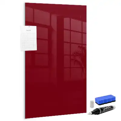 Magnetisch en uitwisbaar glazen wandbord in de kleur bordeaux