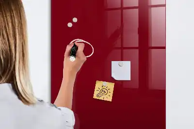 Magnetisch en uitwisbaar glazen wandbord in de kleur bordeaux