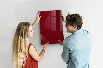 Magnetisch en uitwisbaar glazen wandbord in de kleur bordeaux