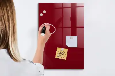 Magnetisch en uitwisbaar glazen wandbord in de kleur bordeaux