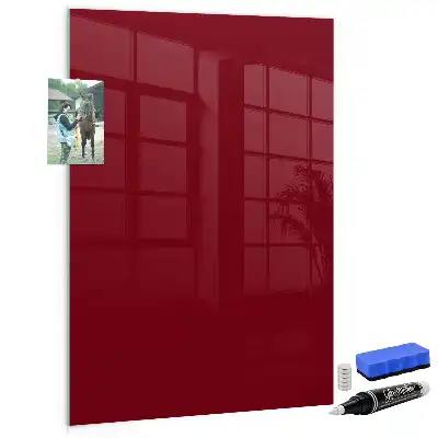 Magnetisch en uitwisbaar glazen wandbord in de kleur bordeaux