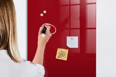 Decoratief glazen wandbord beschrijfbaar en magnetisch in de kleur rood
