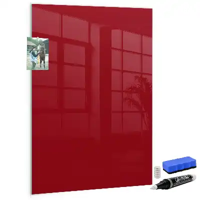 Decoratief glazen wandbord beschrijfbaar en magnetisch in de kleur rood