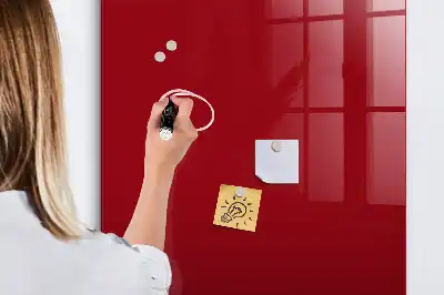 Decoratief glazen wandbord beschrijfbaar en magnetisch in de kleur rood