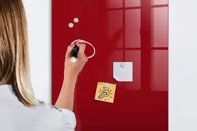 Decoratief glazen wandbord beschrijfbaar en magnetisch in de kleur rood