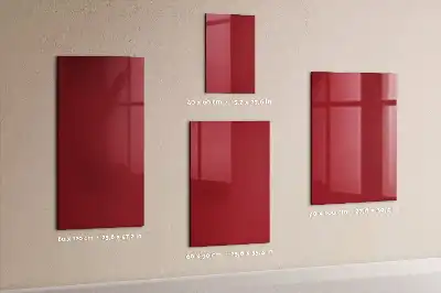 Decoratief glazen wandbord beschrijfbaar en magnetisch in de kleur rood