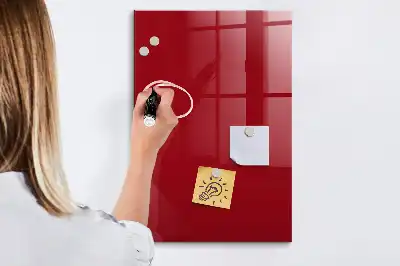 Decoratief glazen wandbord beschrijfbaar en magnetisch in de kleur rood