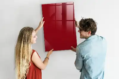 Decoratief glazen wandbord beschrijfbaar en magnetisch in de kleur rood