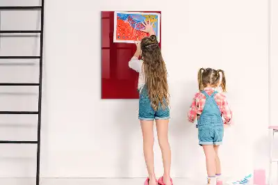 Decoratief glazen wandbord beschrijfbaar en magnetisch in de kleur rood