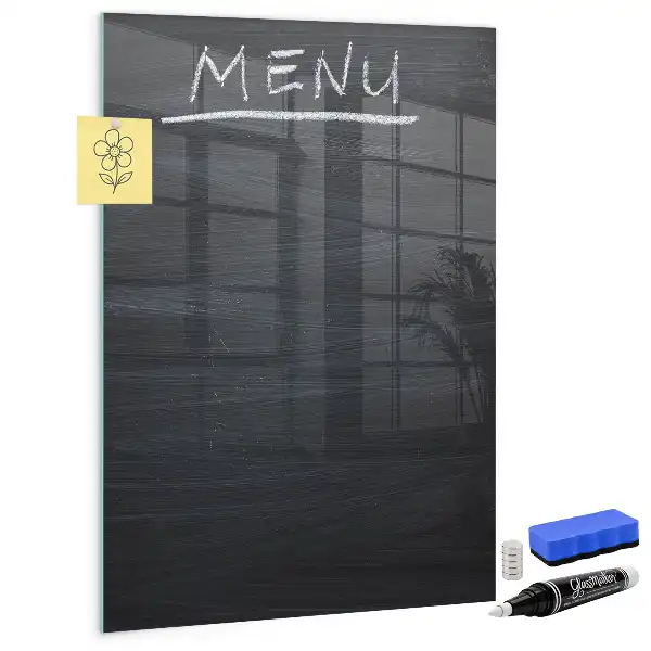 Magnetisch en uitwisbaar glazen menubord wandbord van glas