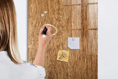 Decoratief glazen wandbord beschrijfbaar en magnetisch in warme houttonen