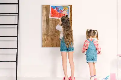 Decoratief glazen wandbord beschrijfbaar en magnetisch in warme houttonen