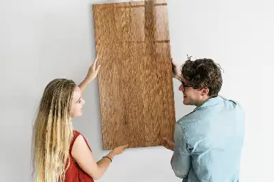 Decoratief glazen wandbord beschrijfbaar en magnetisch in warme houttonen