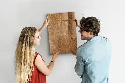 Decoratief glazen wandbord beschrijfbaar en magnetisch in warme houttonen