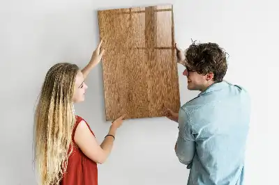 Decoratief glazen wandbord beschrijfbaar en magnetisch in warme houttonen