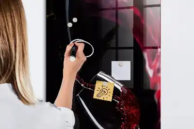 Magnetisch glazen wandbord met afbeelding van gemorste wijn