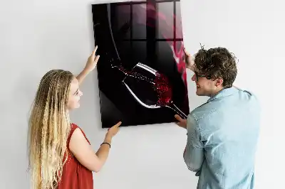 Magnetisch glazen wandbord met afbeelding van gemorste wijn