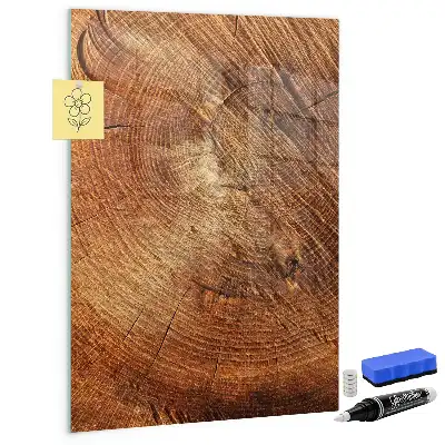 Magnetisch en beschrijfbaar glazen wandbord met print van een boomstam dwarsdoorsnede