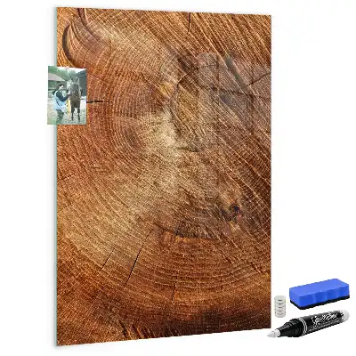 Magnetisch en beschrijfbaar glazen wandbord met print van een boomstam dwarsdoorsnede